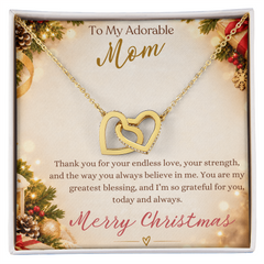 To My Adorable Mom in Christmas - Interlocking Hearts Necklace