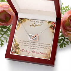 To My Adorable Mom in Christmas - Interlocking Hearts Necklace